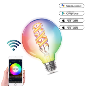 Spiral filament alexa google decorative smart Edison bulb G125 5W RGBW compatible with Alexa